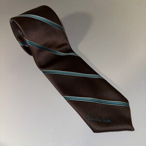 Oscar de la Renta Striped Necktie Silk‎ Brown Blue Designer Career